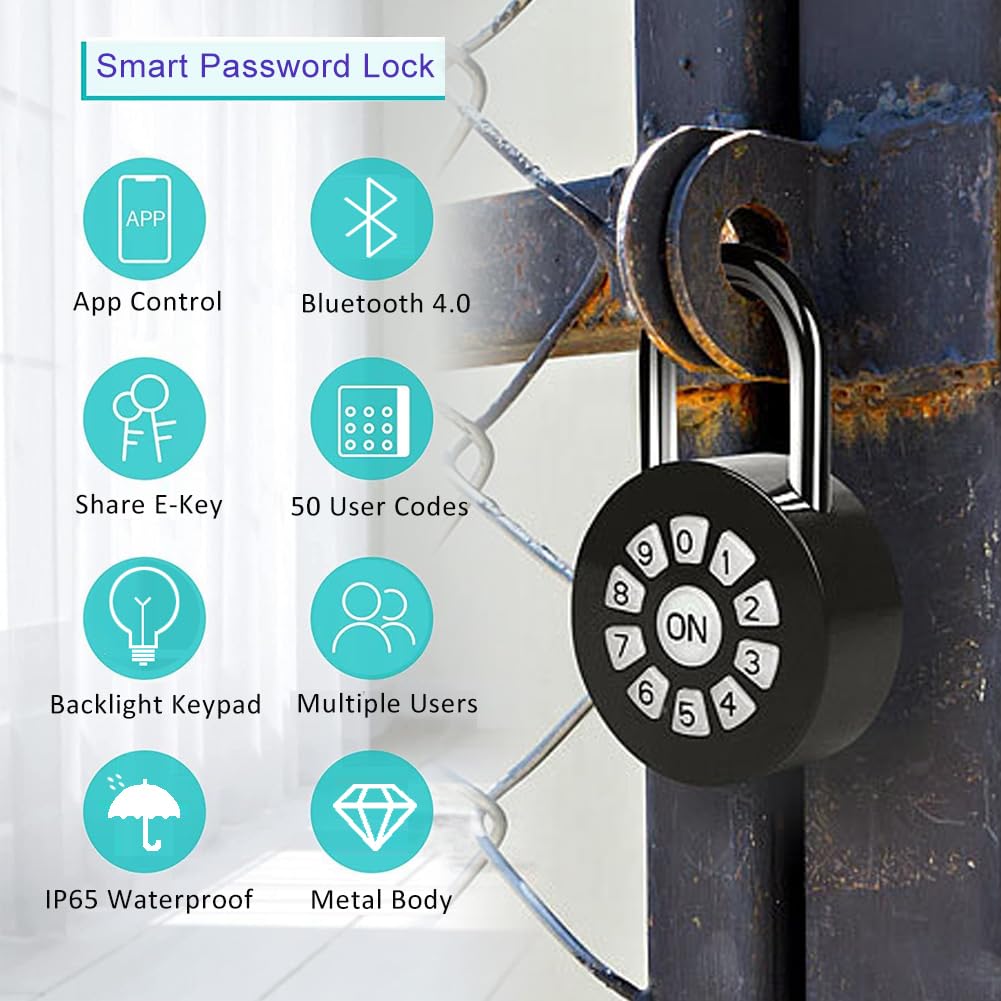 GreatYYT Smart Padlock, Password Lock with APP Control(iOS/Android
